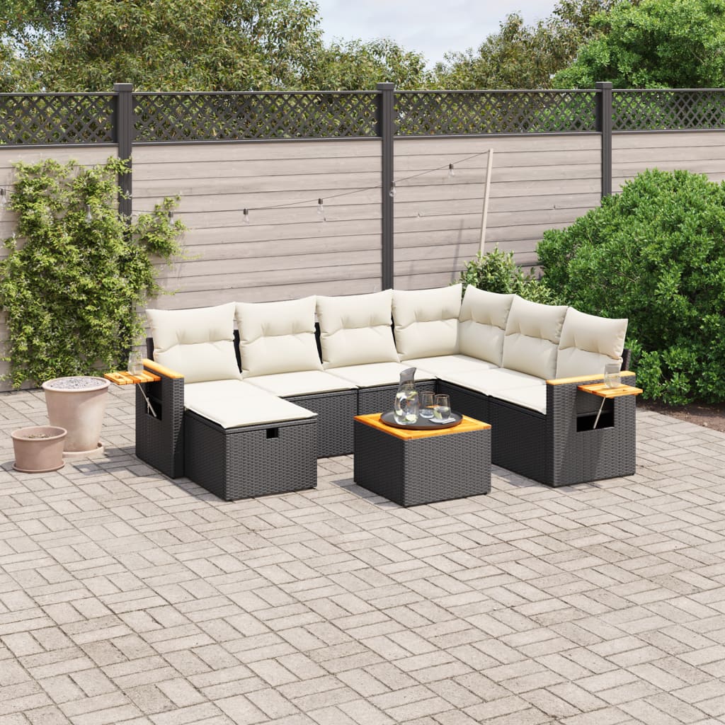 8721102526459_m_en_hd_1 vidaXL 8 Piece Garden Sofa Set with Cushions Black Poly Rattan - Image 1