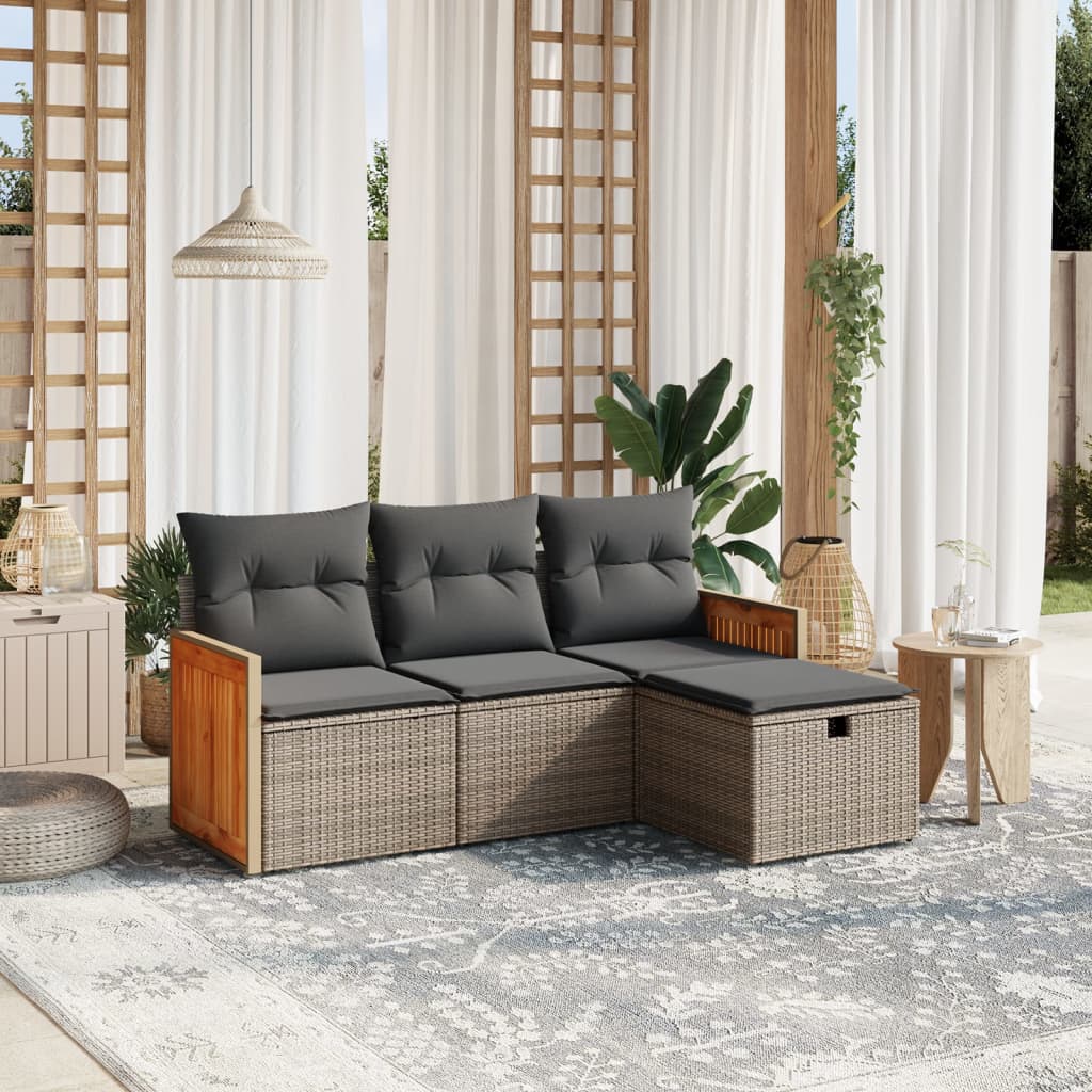8721102528033_m_en_hd_1 vidaXL 4 Piece Garden Sofa Set with Cushions Grey Poly Rattan - Image 1
