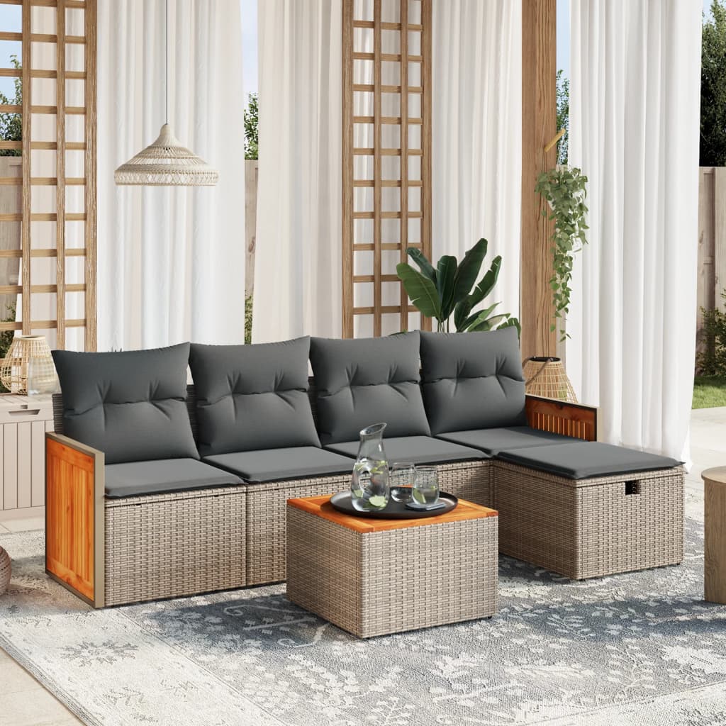 8721102528248_m_en_hd_1 vidaXL 6 Piece Garden Sofa Set with Cushions Grey Poly Rattan - Image 1