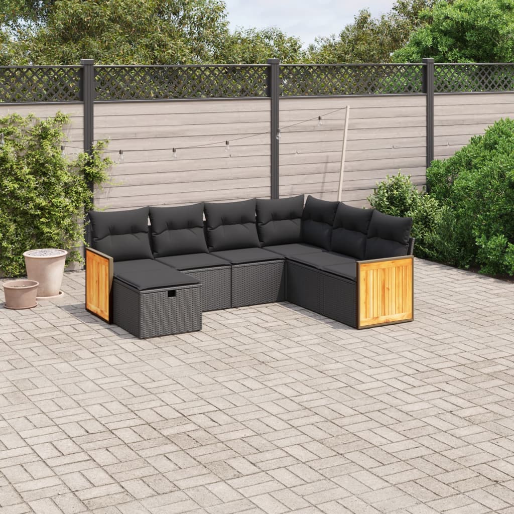 8721102528545_m_en_hd_1 vidaXL 7 Piece Garden Sofa Set with Cushions Black Poly Rattan - Image 1