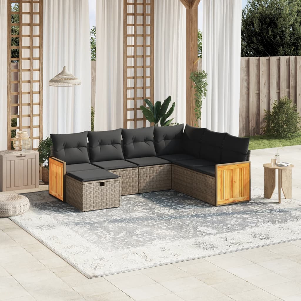 8721102528590_m_en_hd_1 vidaXL 7 Piece Garden Sofa Set with Cushions Grey Poly Rattan - Image 1
