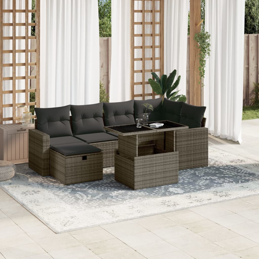 8721102537349_m_en_hd_1 vidaXL 7 Piece Garden Sofa Set with Cushions Grey Poly Rattan - Image 1