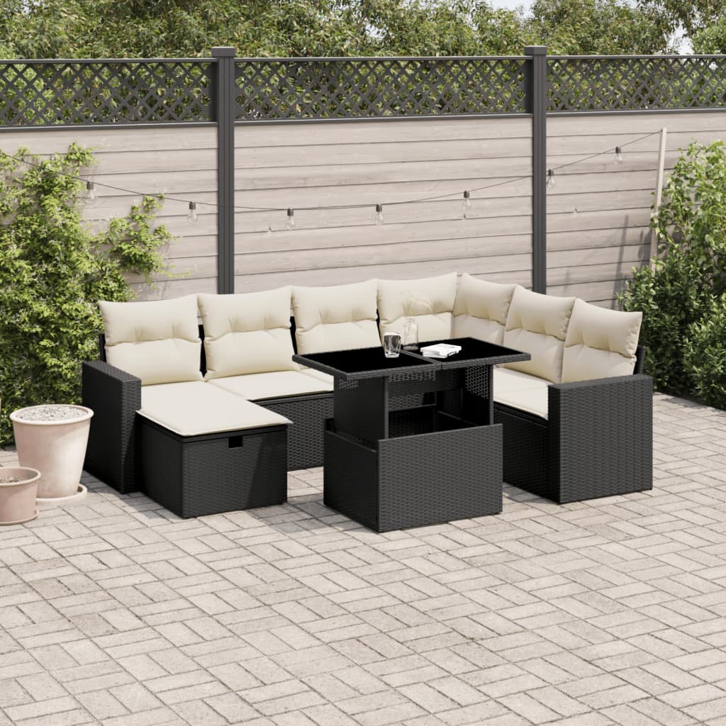 8721102537509_m_en_hd_1 vidaXL 8 Piece Garden Sofa Set with Cushions Black Poly Rattan - Image 1