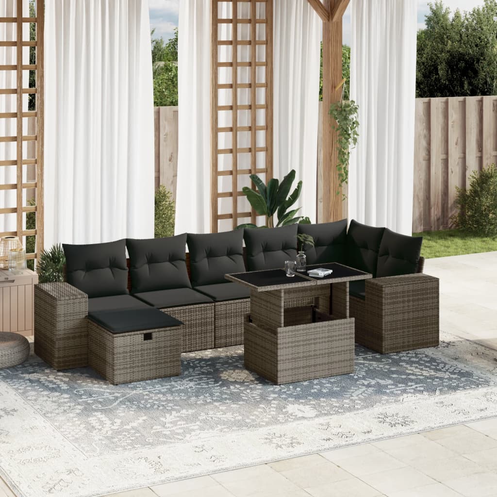 8721102542244_m_en_hd_1 vidaXL 8 Piece Garden Sofa Set with Cushions Grey Poly Rattan - Image 1