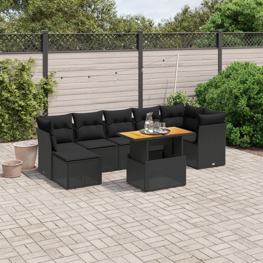 8721102543982_m_en_hd_1 vidaXL 8 Piece Garden Sofa Set with Cushions Black Poly Rattan - Image 1