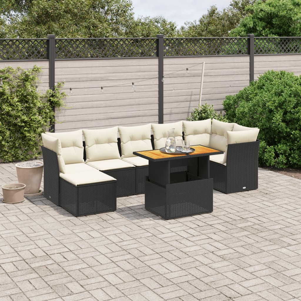 8721102543999_m_en_hd_1 vidaXL 8 Piece Garden Sofa Set with Cushions Black Poly Rattan - Image 1
