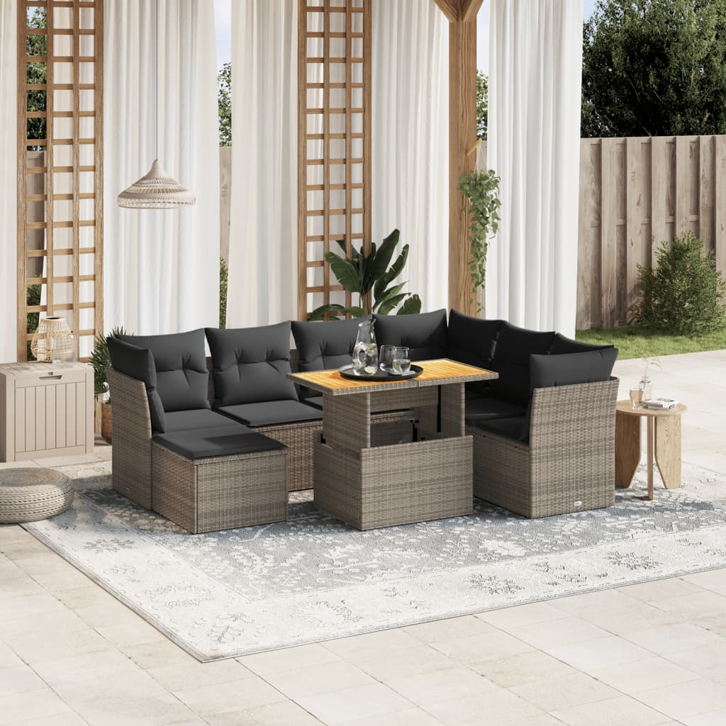 8721102544101_m_en_hd_1 vidaXL 8 Piece Garden Sofa Set with Cushions Grey Poly Rattan - Image 1
