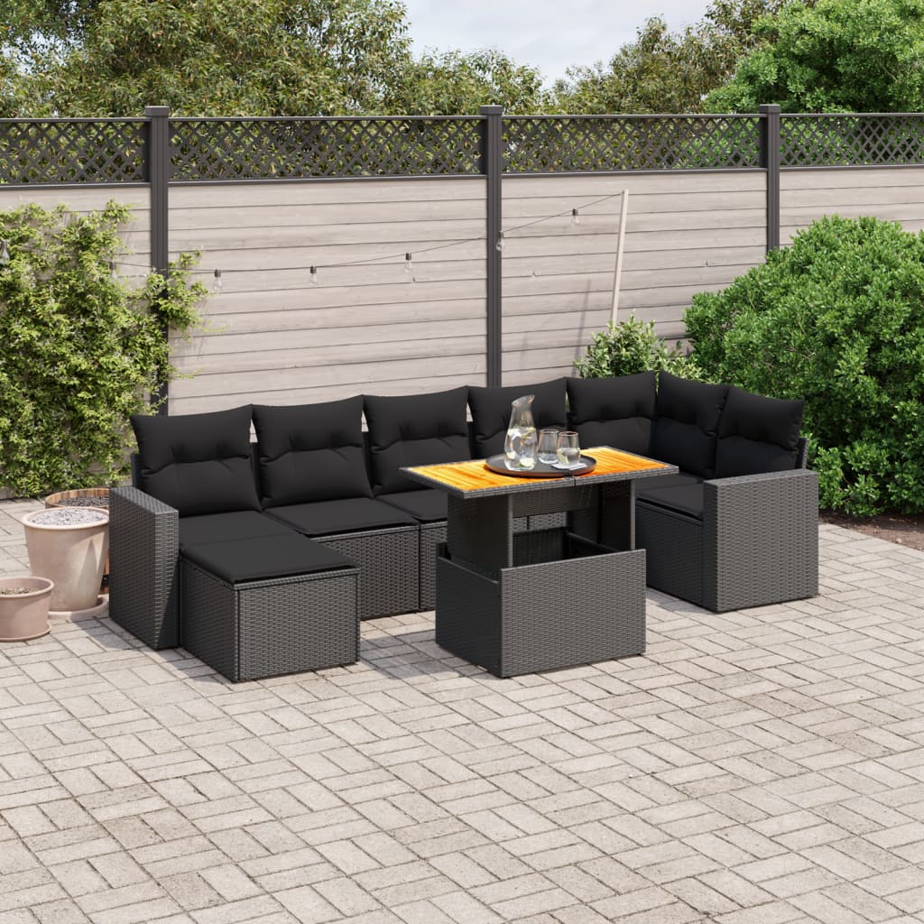 8721102545108_m_en_hd_1 vidaXL 8 Piece Garden Sofa Set with Cushions Black Poly Rattan - Image 1