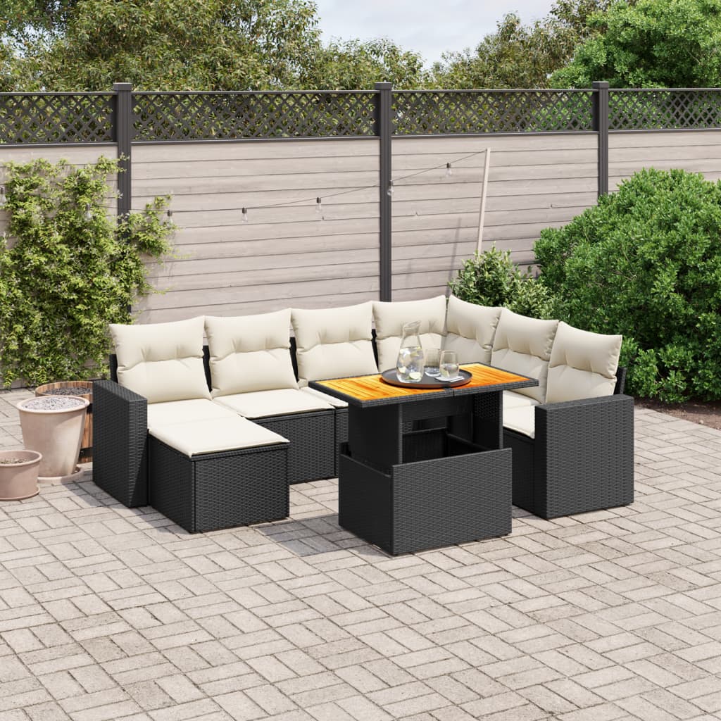 8721102545184_m_en_hd_1 vidaXL 8 Piece Garden Sofa Set with Cushions Black Poly Rattan - Image 1