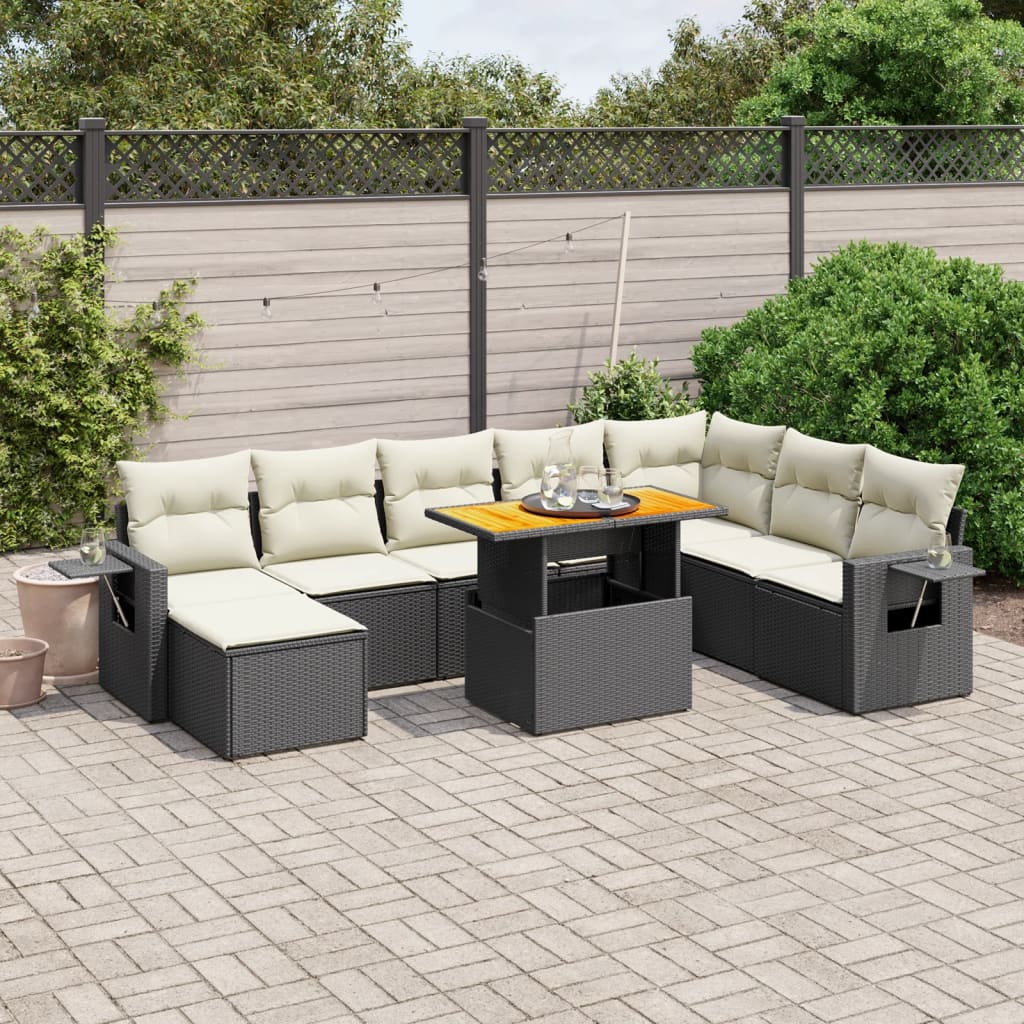 8721102546518_m_en_hd_1 vidaXL 9 Piece Garden Sofa Set with Cushions Black Poly Rattan - Image 1
