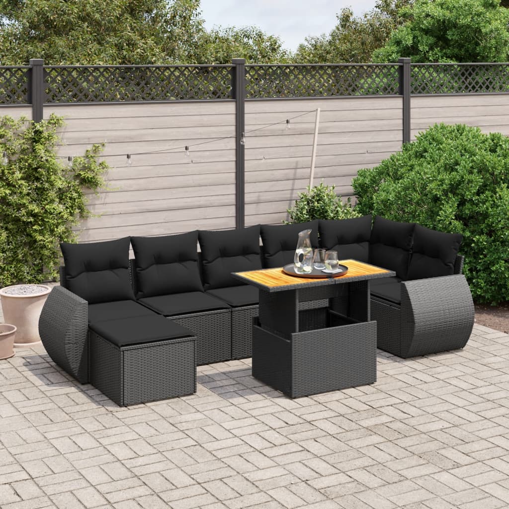 8721102547348_m_en_hd_1 vidaXL 8 Piece Garden Sofa Set with Cushions Black Poly Rattan - Image 1