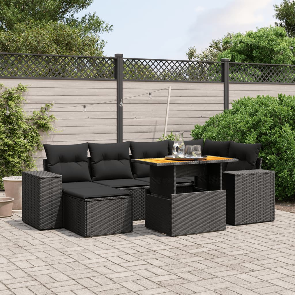 8721102548390_m_en_hd_1 vidaXL 7 Piece Garden Sofa Set with Cushions Black Poly Rattan - Image 1