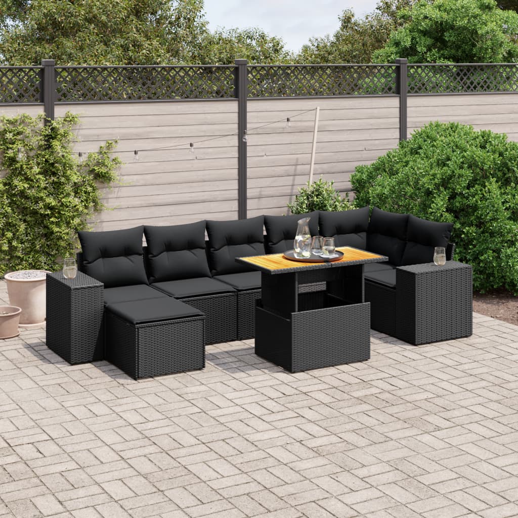 8721102548468_m_en_hd_1 vidaXL 8 Piece Garden Sofa Set with Cushions Black Poly Rattan - Image 1