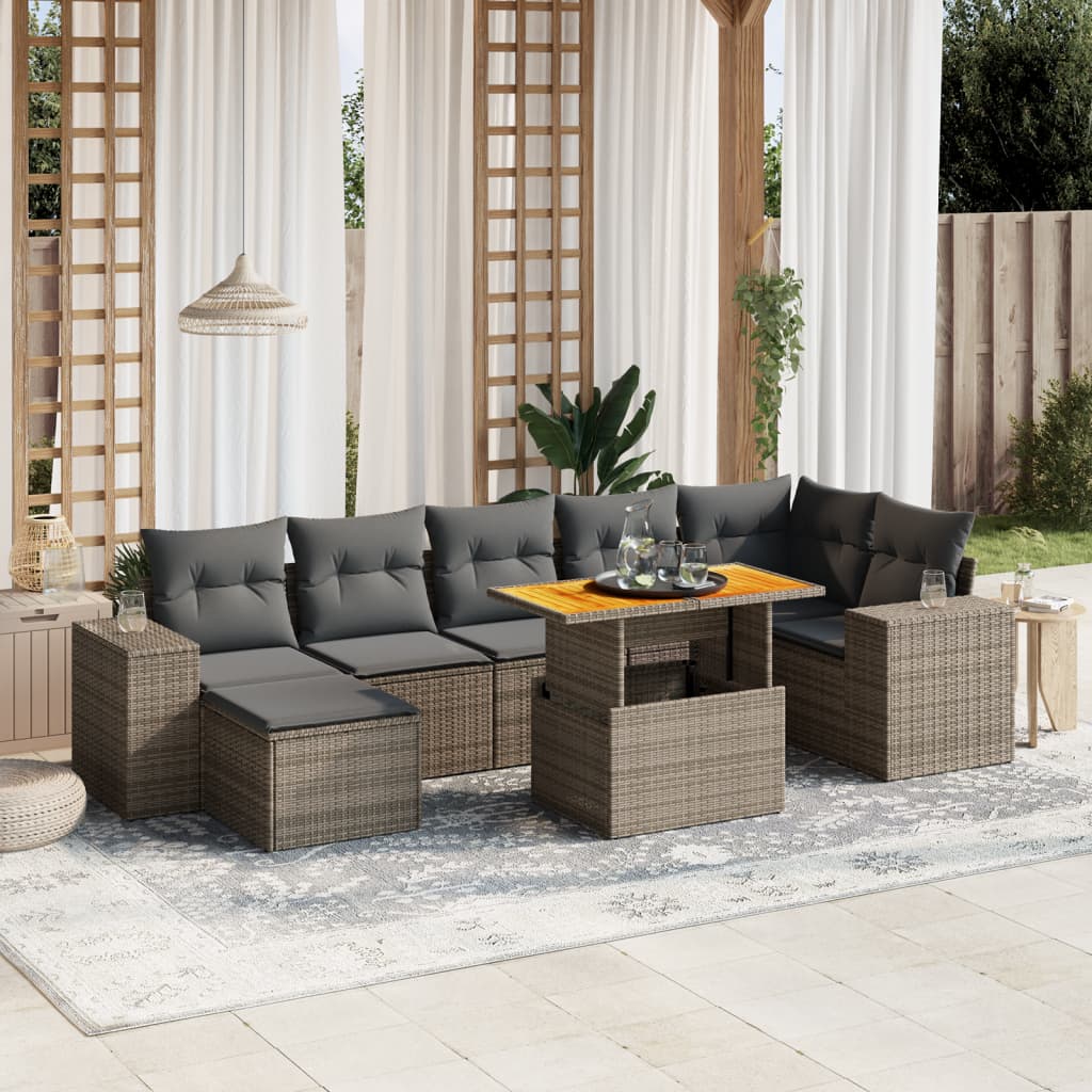 8721102548512_m_en_hd_1 vidaXL 8 Piece Garden Sofa Set with Cushions Grey Poly Rattan - Image 1