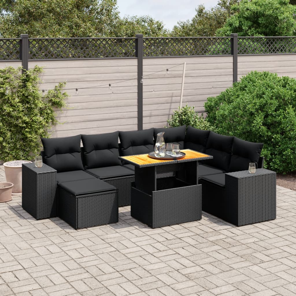 8721102548536_m_en_hd_1 vidaXL 8 Piece Garden Sofa Set with Cushions Black Poly Rattan - Image 1