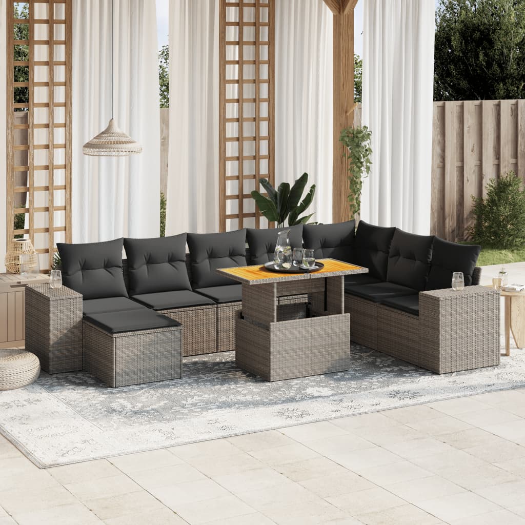 8721102548796_m_en_hd_1 vidaXL 9 Piece Garden Sofa Set with Cushions Grey Poly Rattan - Image 1