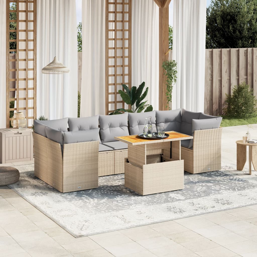 8721102554933_m_en_hd_1 vidaXL 8 Piece Garden Sofa Set with Cushions Beige Poly Rattan - Image 1