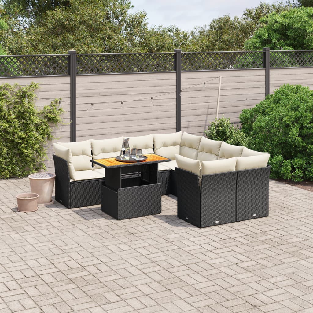 8721102555114_m_en_hd_1 vidaXL 9 Piece Garden Sofa Set with Cushions Black Poly Rattan - Image 1