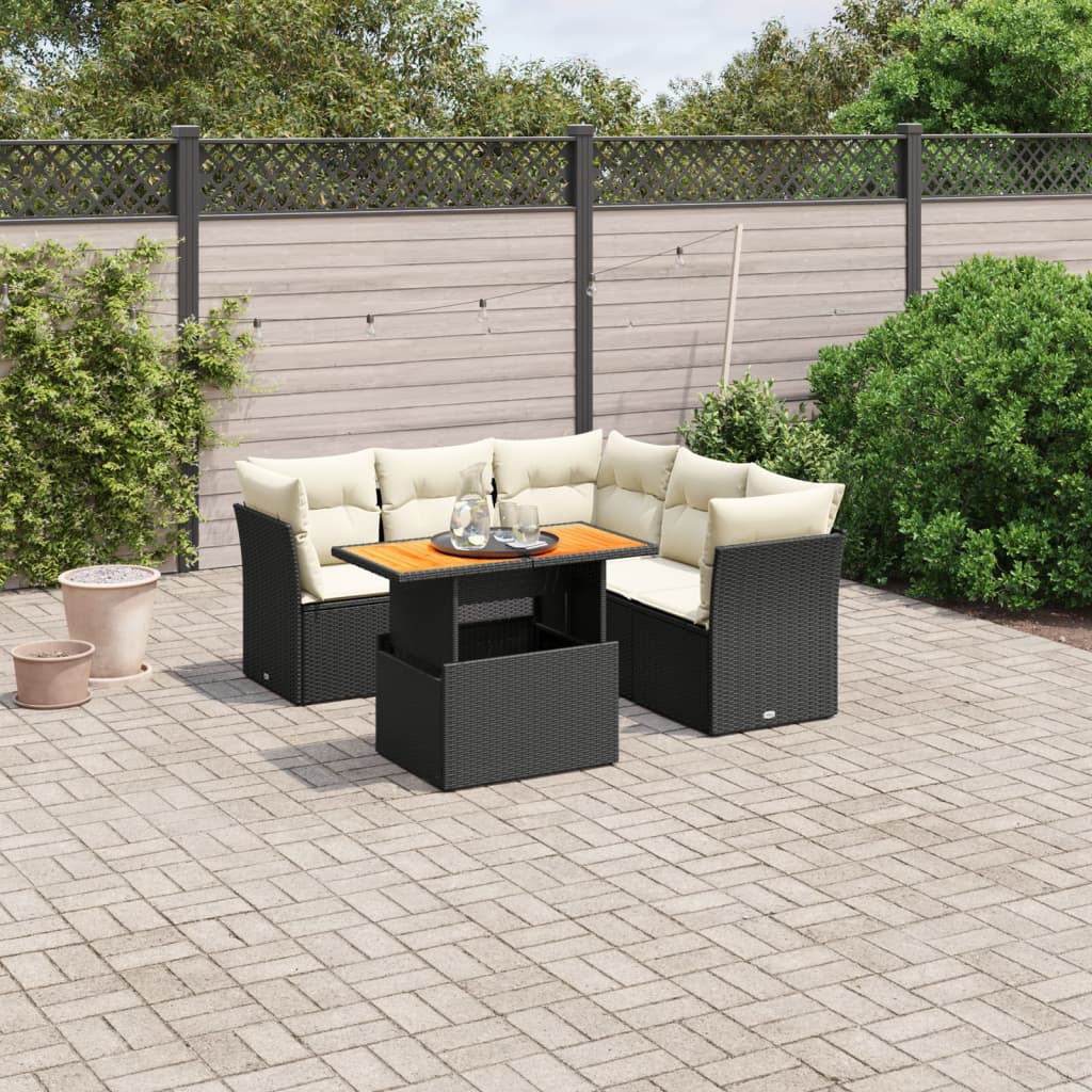 8721102556166_m_en_hd_1 vidaXL 5 Piece Garden Sofa Set with Cushions Black Poly Rattan - Image 1