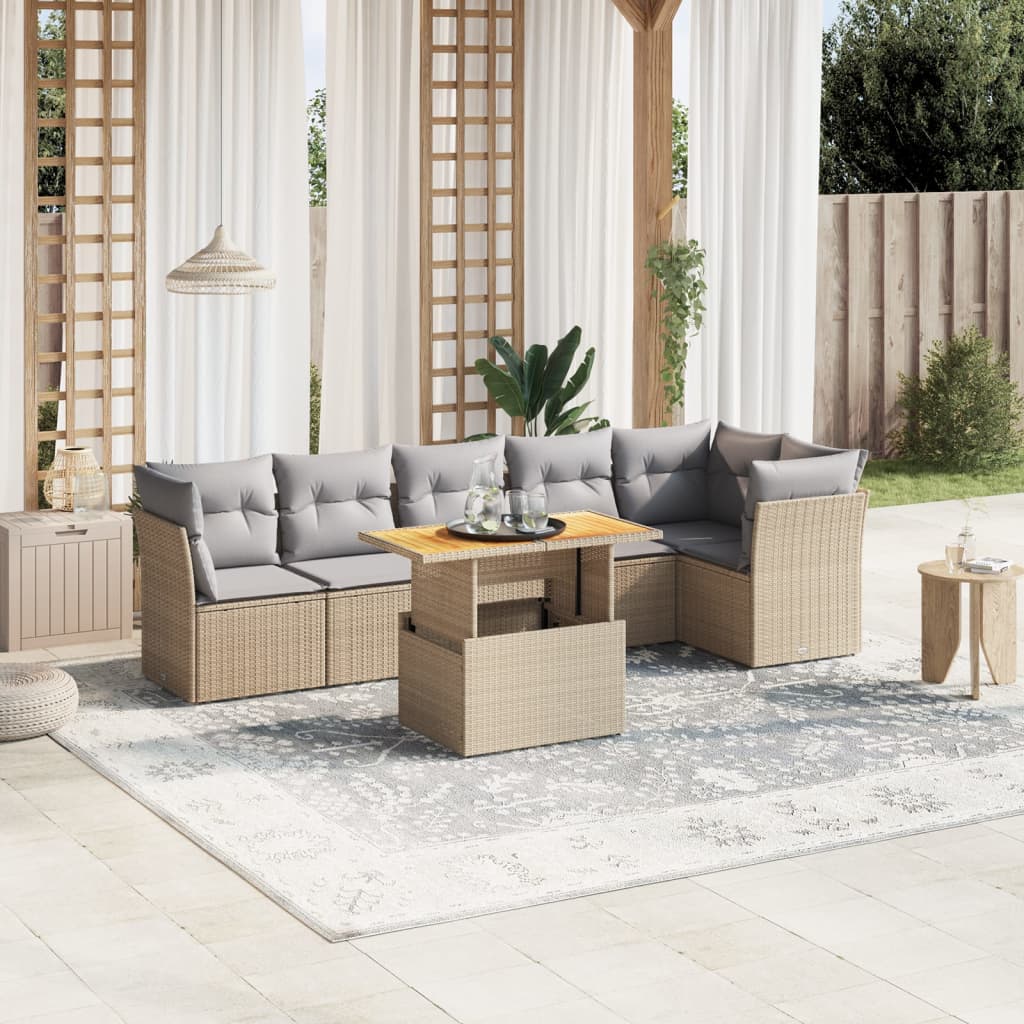 8721102556333_m_en_hd_1 vidaXL 7 Piece Garden Sofa Set with Cushions Beige Poly Rattan - Image 1