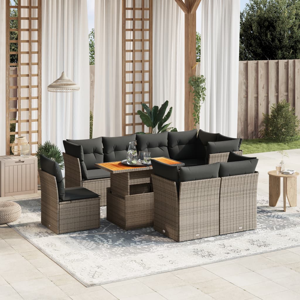 8721102557255_m_en_hd_1 vidaXL 9 Piece Garden Sofa Set with Cushions Grey Poly Rattan - Image 1