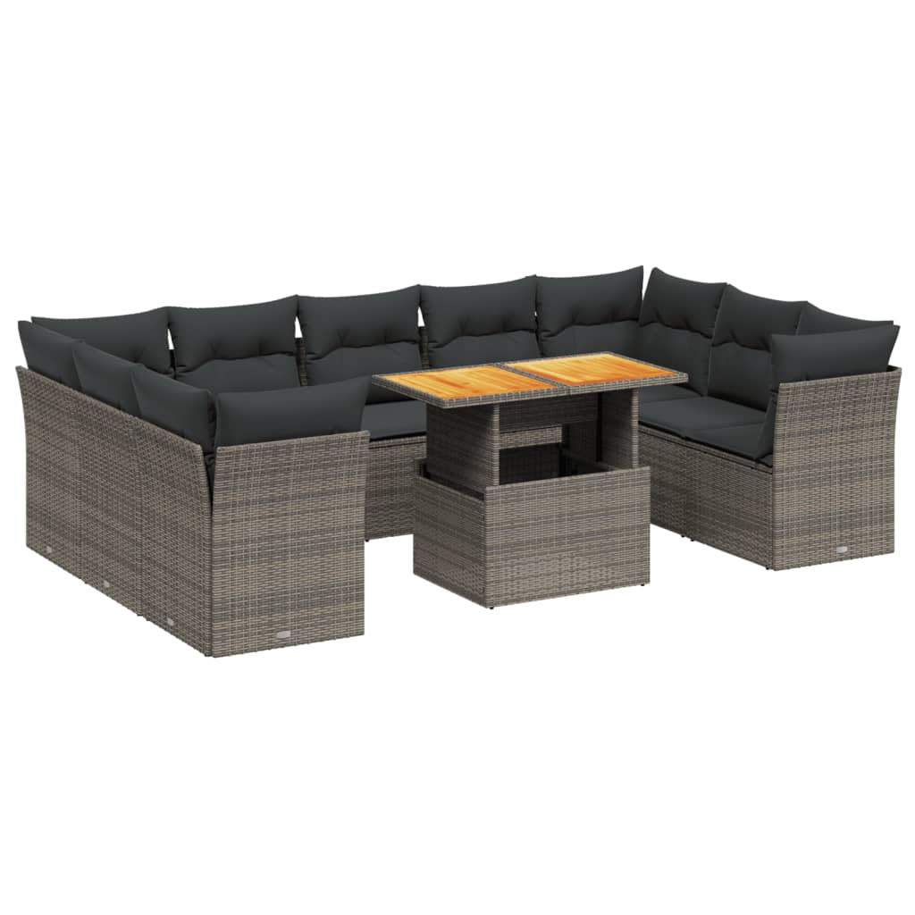 8721102557880_a_en_hd_1 vidaXL 10 Piece Garden Sofa Set with Cushions Grey Poly Rattan - Image 2