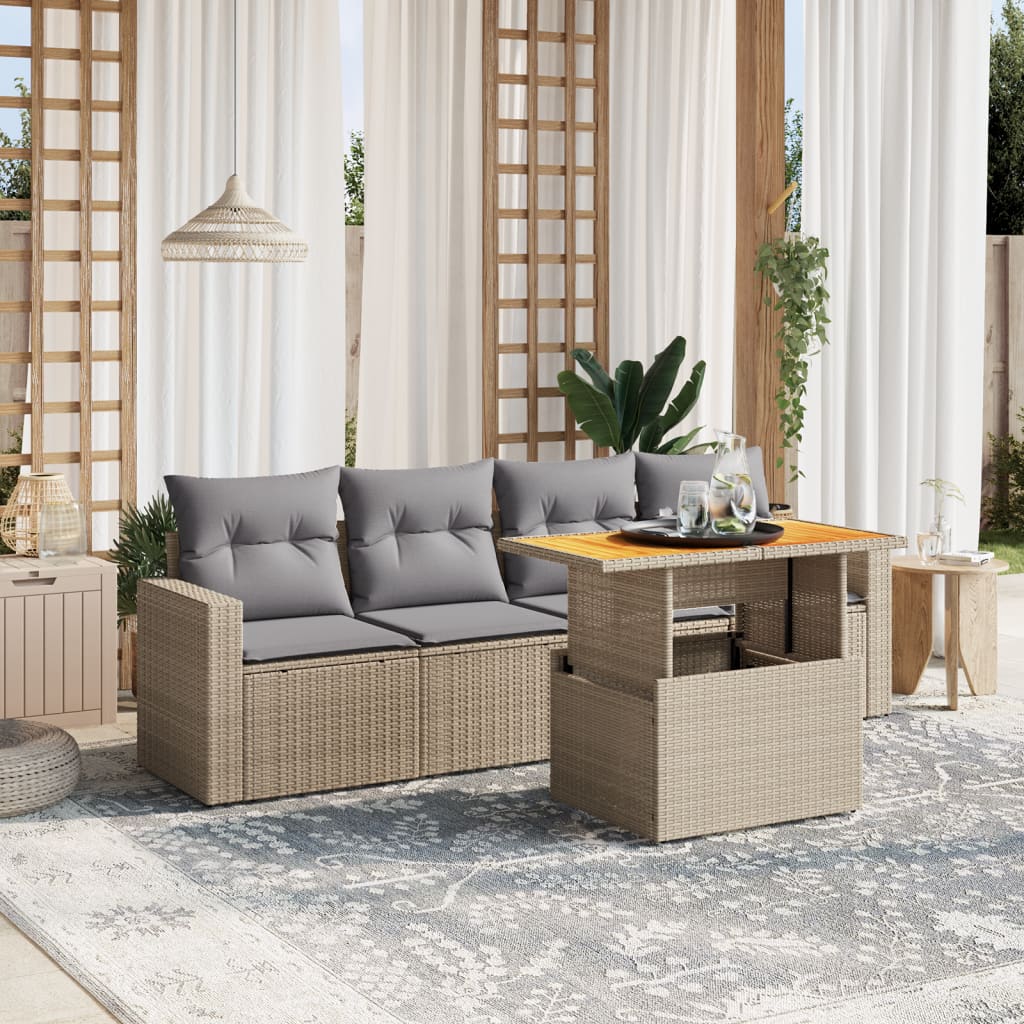 8721102559839_m_en_hd_1 vidaXL 5 Piece Garden Sofa Set with Cushions Beige Poly Rattan - Image 1