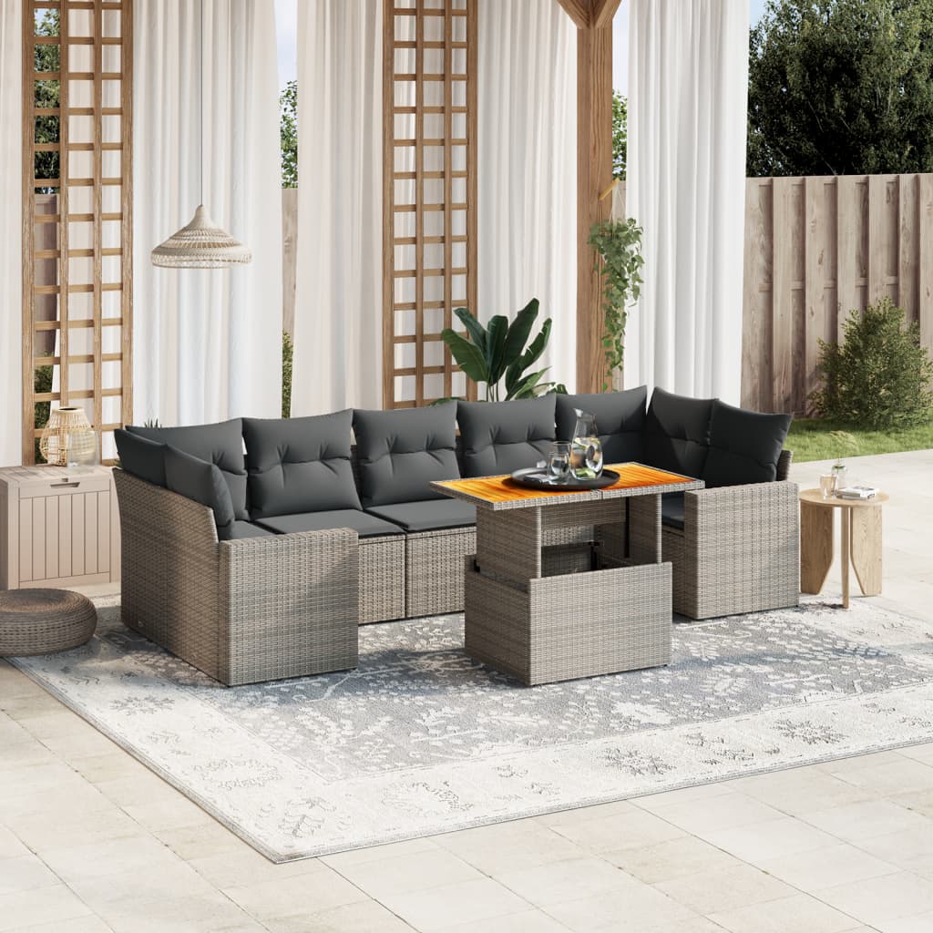 8721102560194_m_en_hd_1 vidaXL 8 Piece Garden Sofa Set with Cushions Grey Poly Rattan - Image 1