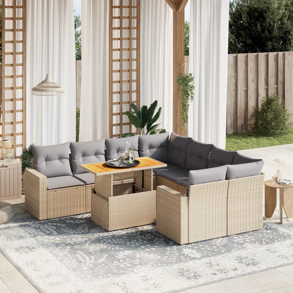 8721102560323_m_en_hd_1 vidaXL 9 Piece Garden Sofa Set with Cushions Beige Poly Rattan - Image 1