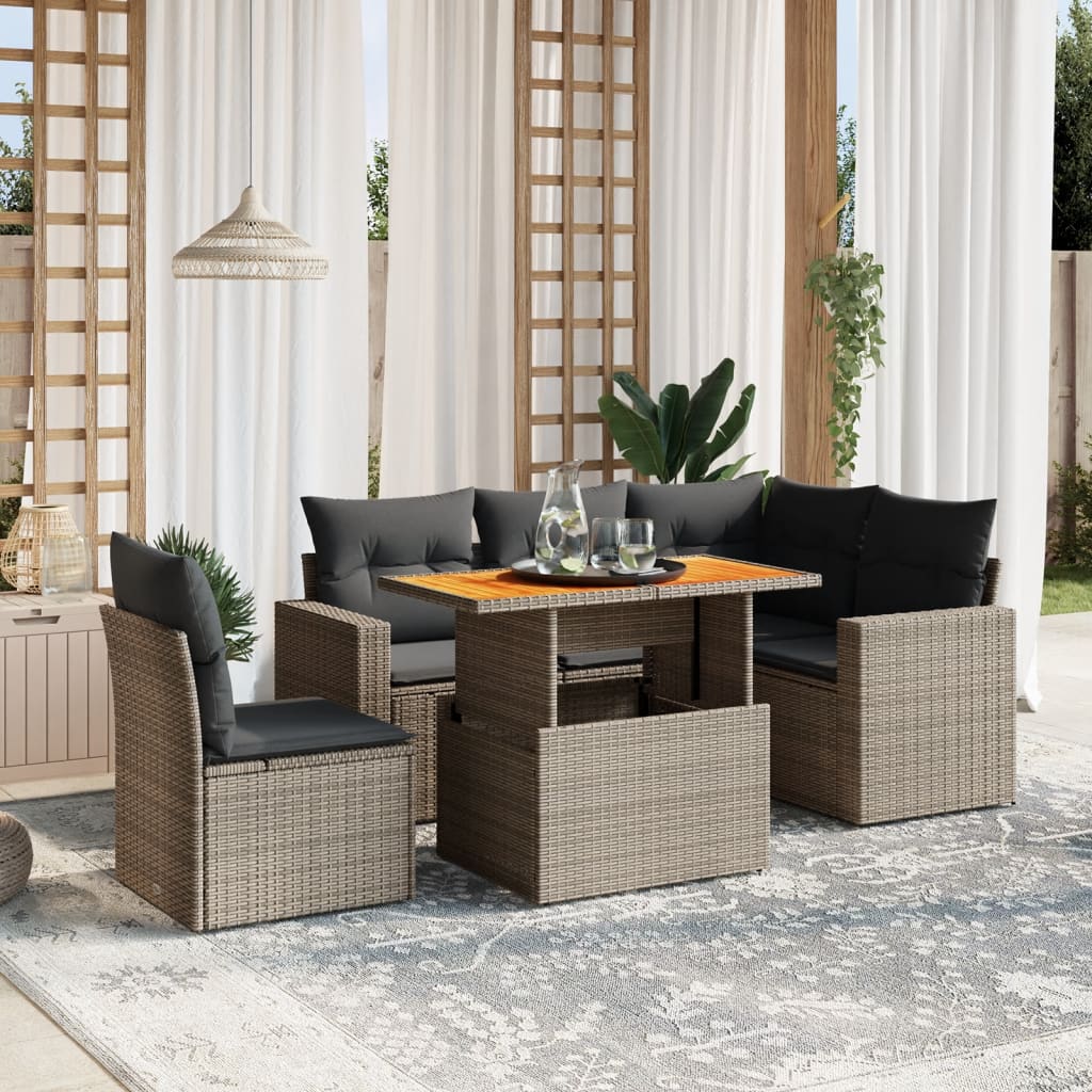 8721102561108_m_en_hd_1 vidaXL 6 Piece Garden Sofa Set with Cushions Grey Poly Rattan - Image 1