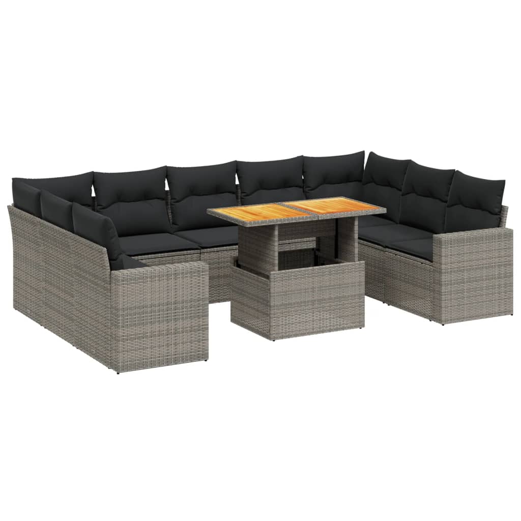 8721102562501_a_en_hd_1 vidaXL 10 Piece Garden Sofa Set with Cushions Grey Poly Rattan - Image 2
