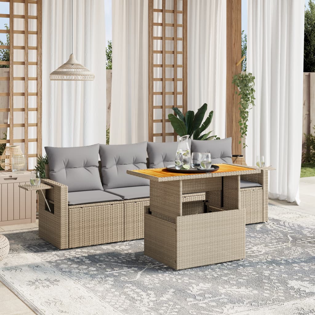 8721102564246_m_en_hd_1 vidaXL 5 Piece Garden Sofa Set with Cushions Beige Poly Rattan - Image 1