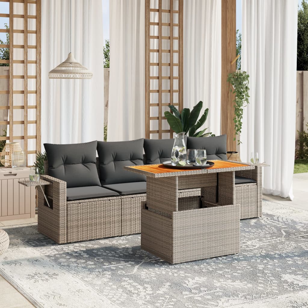 8721102564253_m_en_hd_1 vidaXL 5 Piece Garden Sofa Set with Cushions Grey Poly Rattan - Image 1