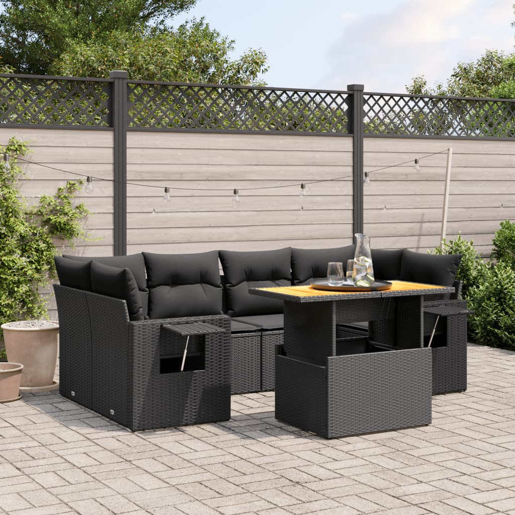 8721102564413_m_en_hd_1 vidaXL 7 Piece Garden Sofa Set with Cushions Black Poly Rattan - Image 1