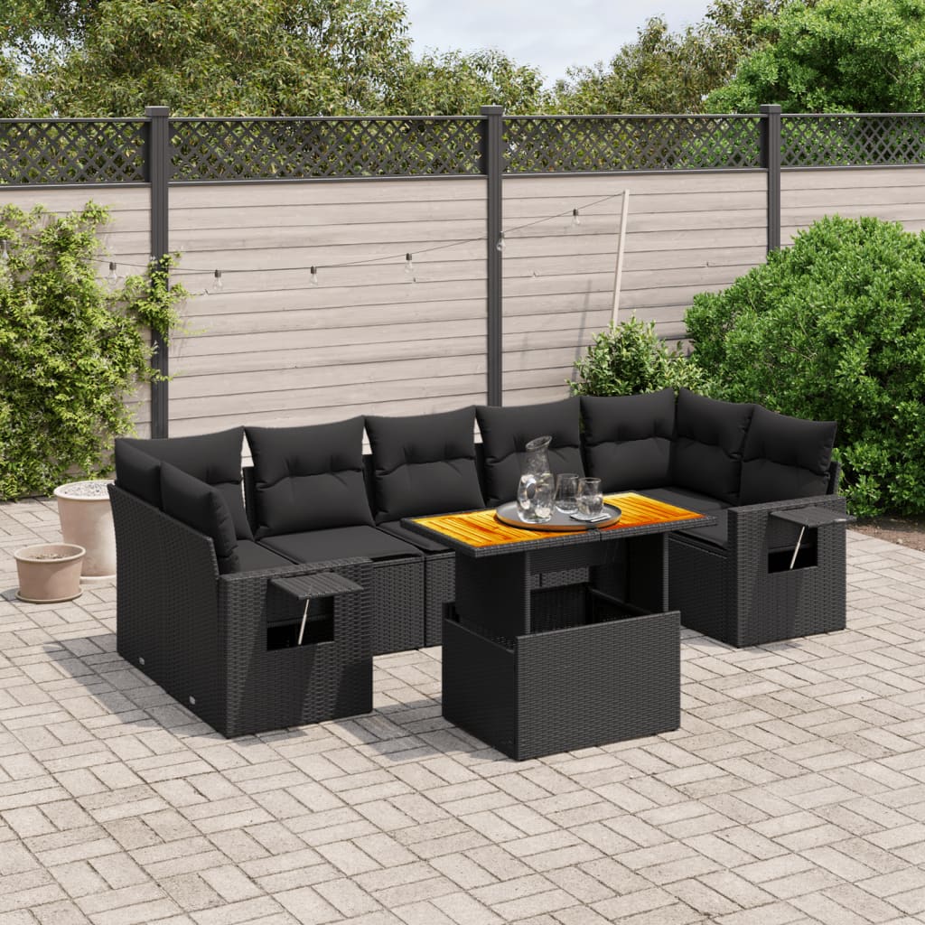 8721102564550_m_en_hd_1 vidaXL 8 Piece Garden Sofa Set with Cushions Black Poly Rattan - Image 1