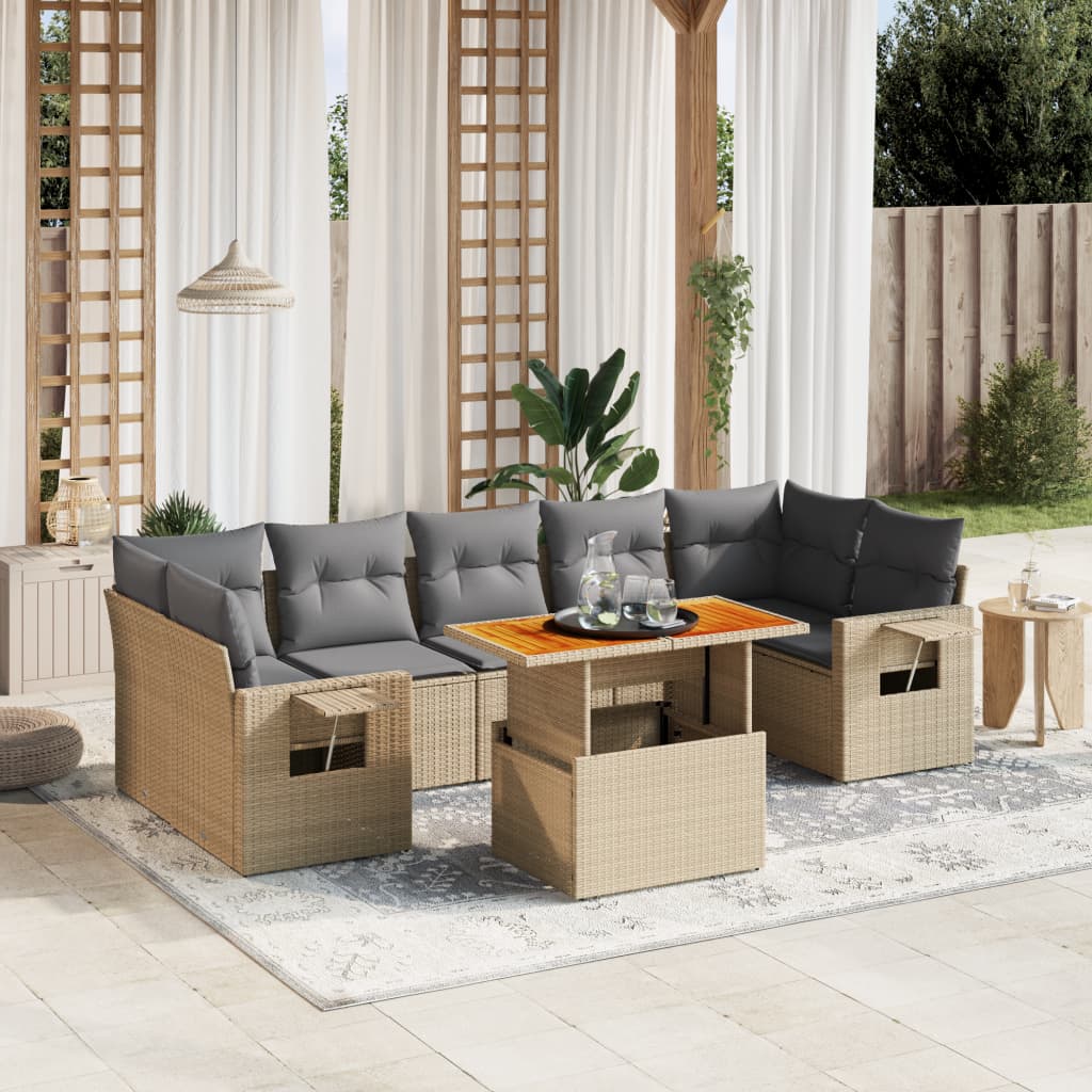 8721102564598_m_en_hd_1 vidaXL 8 Piece Garden Sofa Set with Cushions Beige Poly Rattan - Image 1