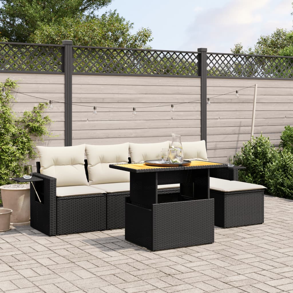 8721102565199_m_en_hd_1 vidaXL 6 Piece Garden Sofa Set with Cushions Black Poly Rattan - Image 1