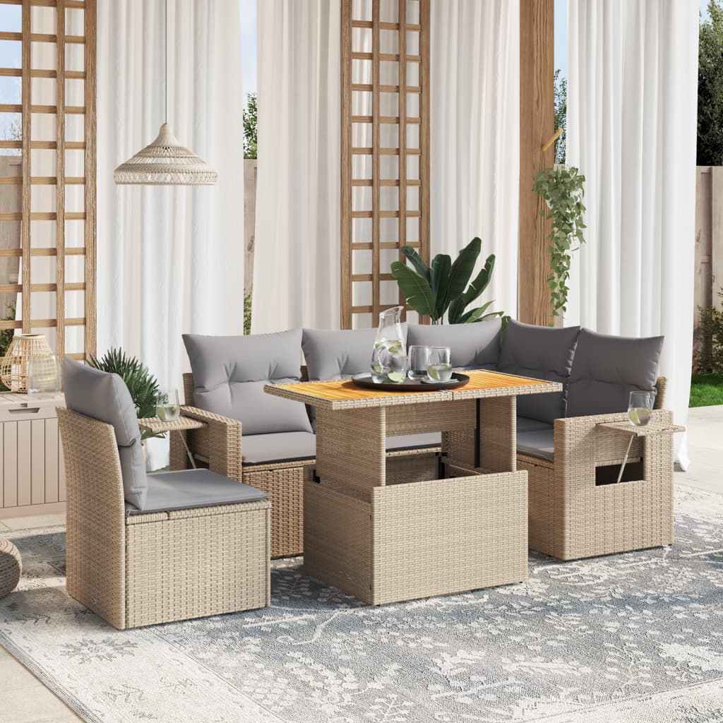 8721102565502_m_en_hd_1 vidaXL 6 Piece Garden Sofa Set with Cushions Beige Poly Rattan - Image 1