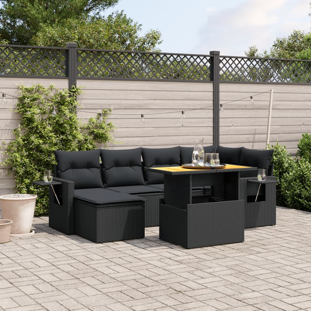 8721102566448_m_en_hd_1 vidaXL 7 Piece Garden Sofa Set with Cushions Black Poly Rattan - Image 1