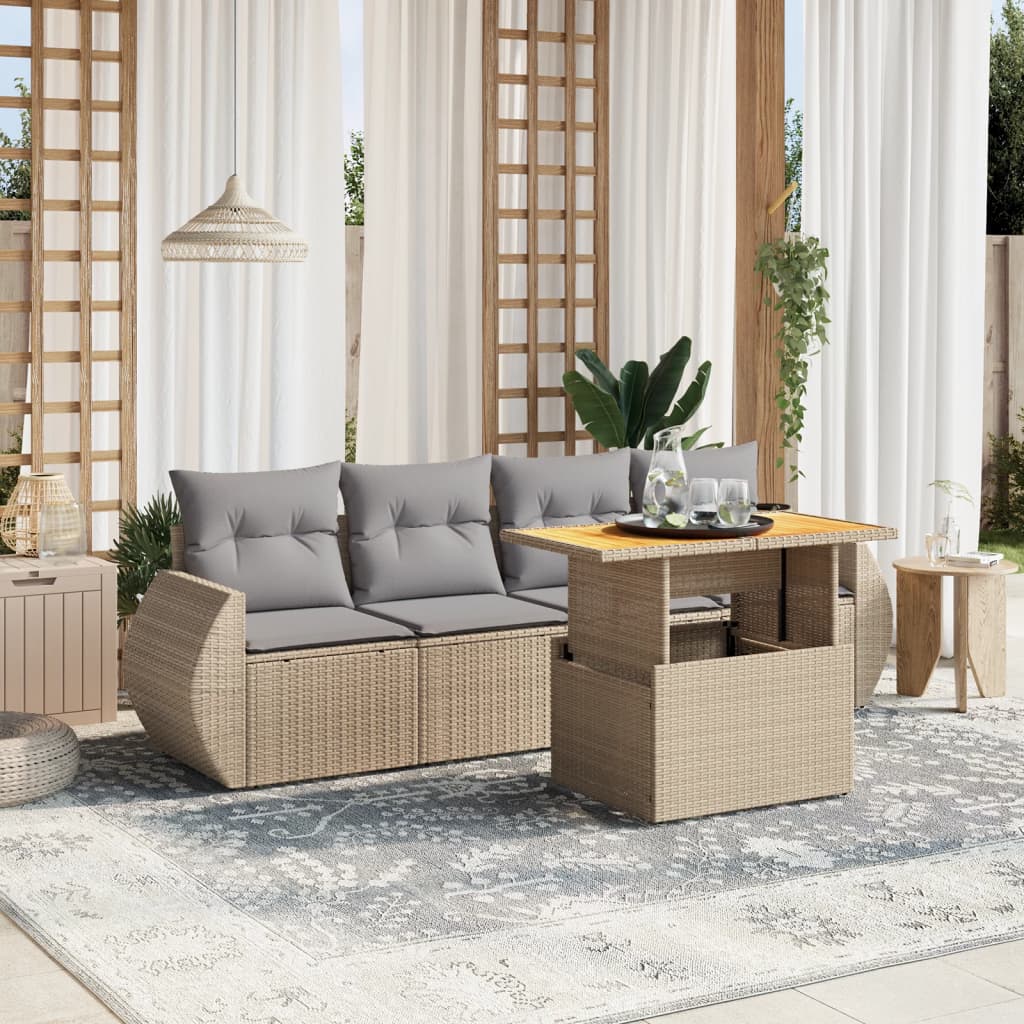 8721102568657_m_en_hd_1 vidaXL 5 Piece Garden Sofa Set with Cushions Beige Poly Rattan - Image 1