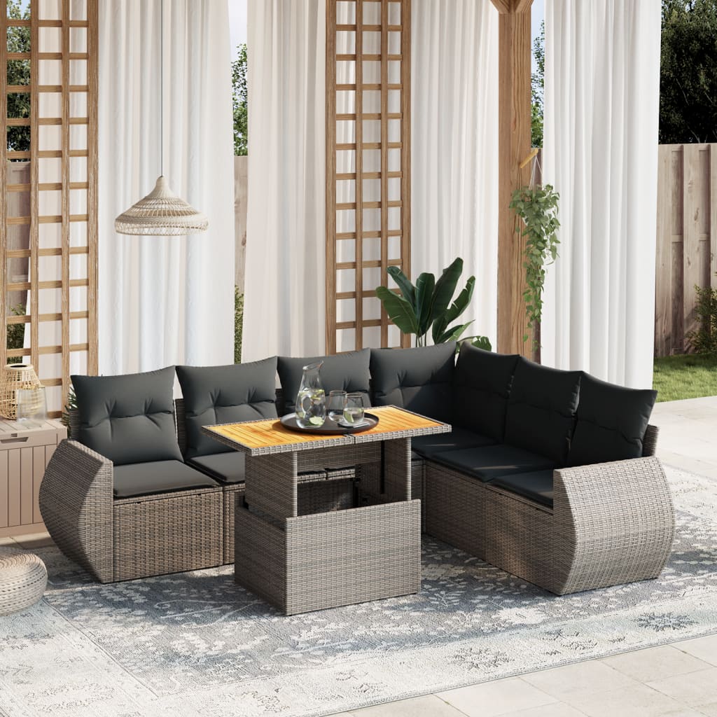 8721102570063_m_en_hd_1 vidaXL 7 Piece Garden Sofa Set with Cushions Grey Poly Rattan - Image 1