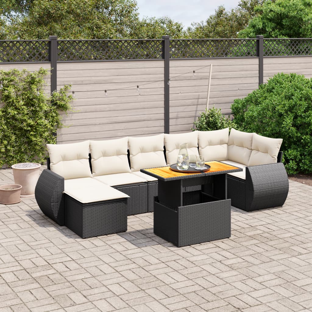 8721102570933_m_en_hd_1 vidaXL 8 Piece Garden Sofa Set with Cushions Black Poly Rattan - Image 1