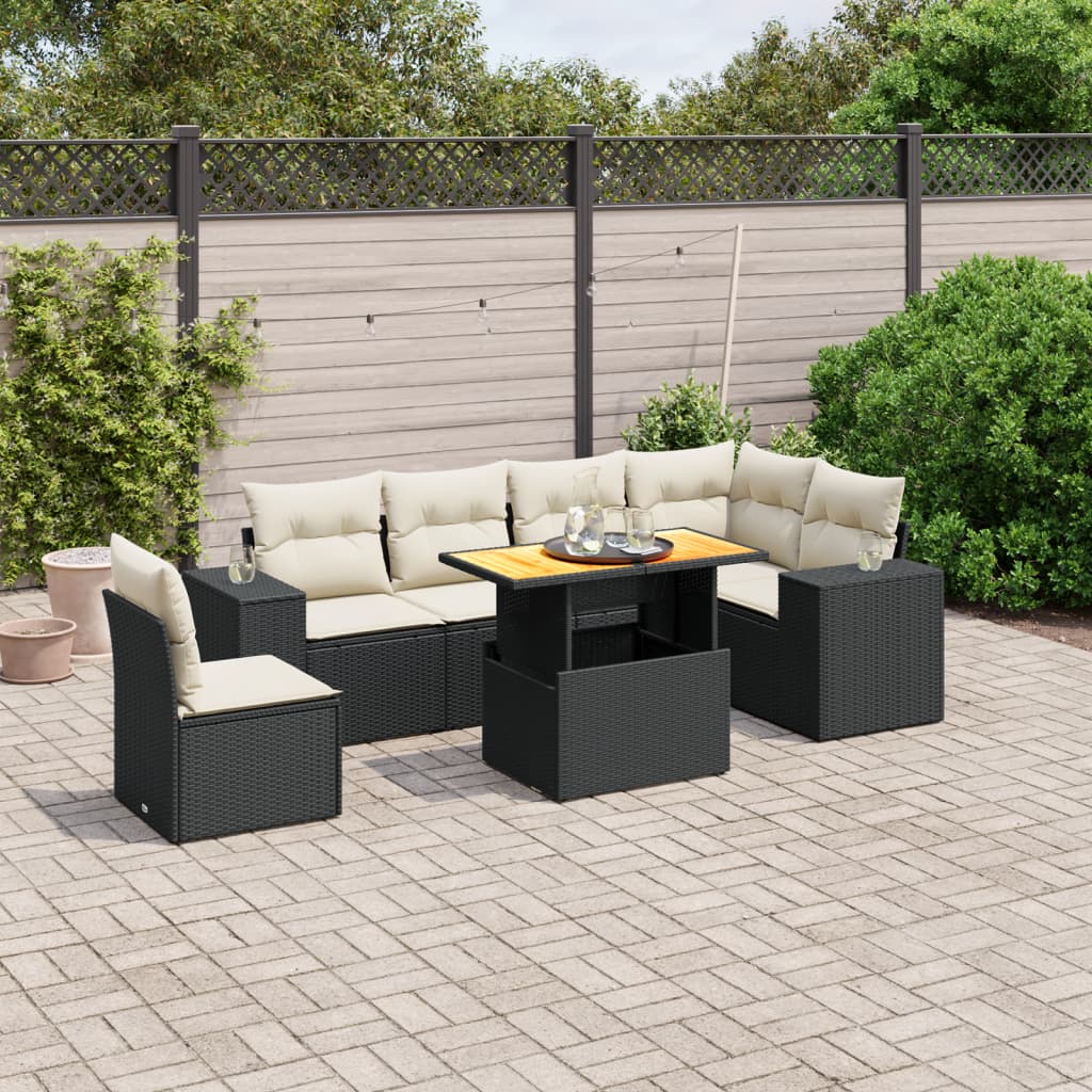 8721102574504_m_en_hd_1 vidaXL 7 Piece Garden Sofa Set with Cushions Black Poly Rattan - Image 1