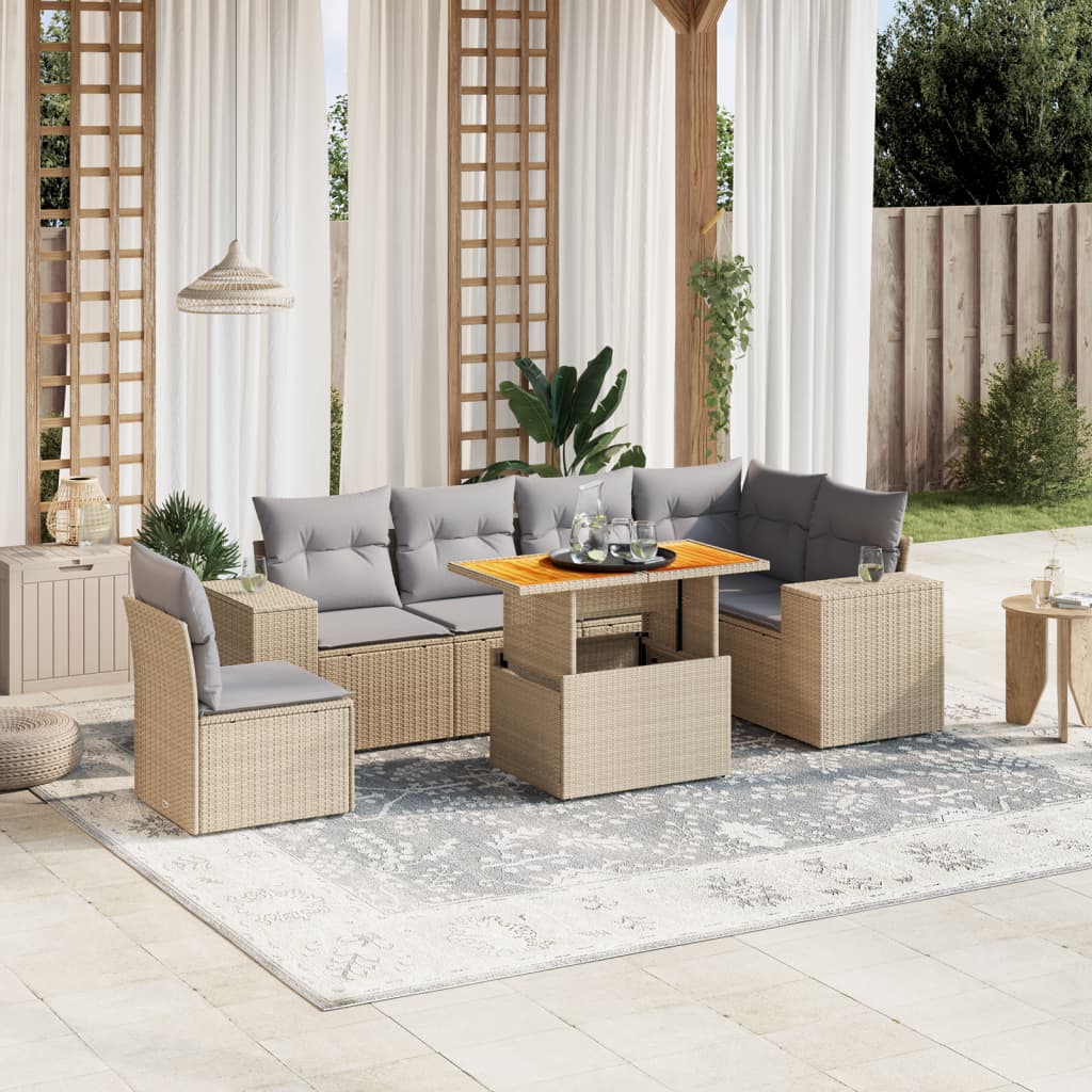 8721102574535_m_en_hd_1 vidaXL 7 Piece Garden Sofa Set with Cushions Beige Poly Rattan - Image 1