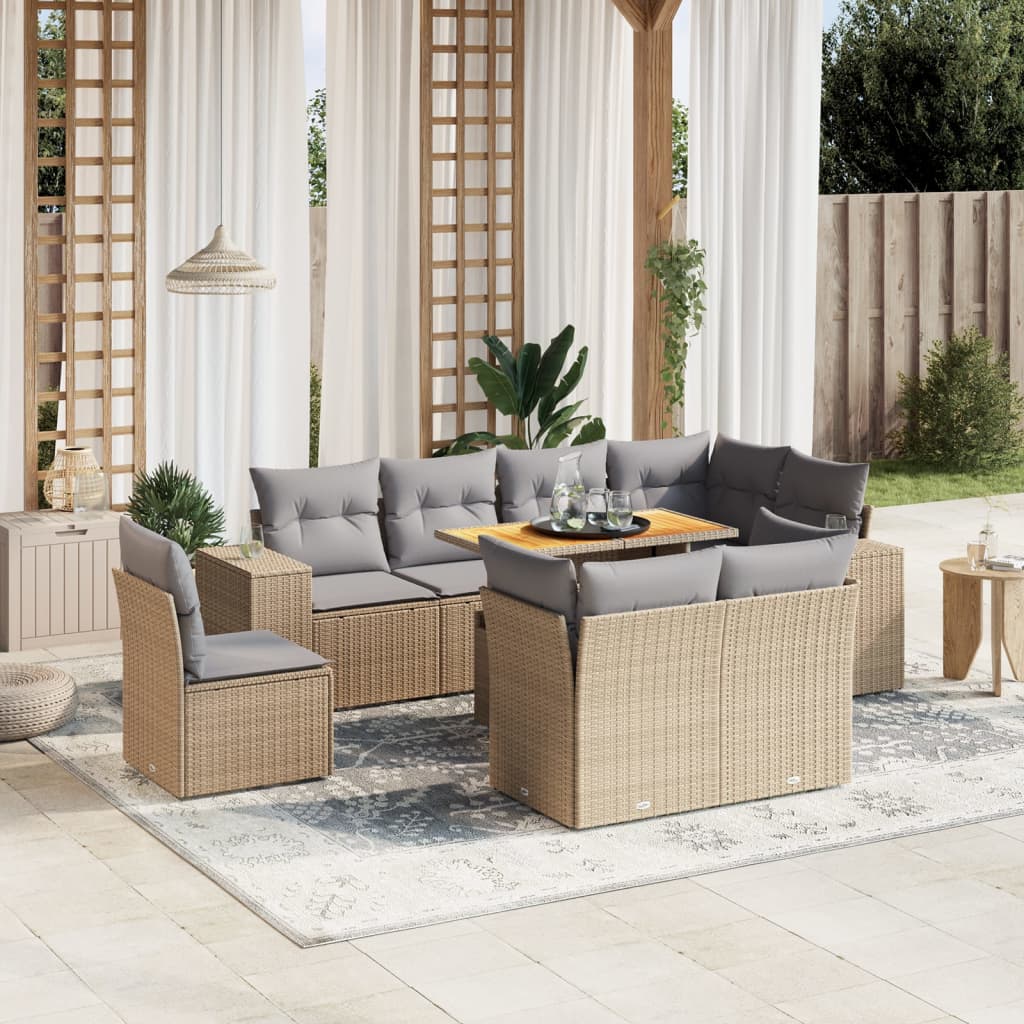 8721102575235_m_en_hd_1 vidaXL 9 Piece Garden Sofa Set with Cushions Beige Poly Rattan - Image 1