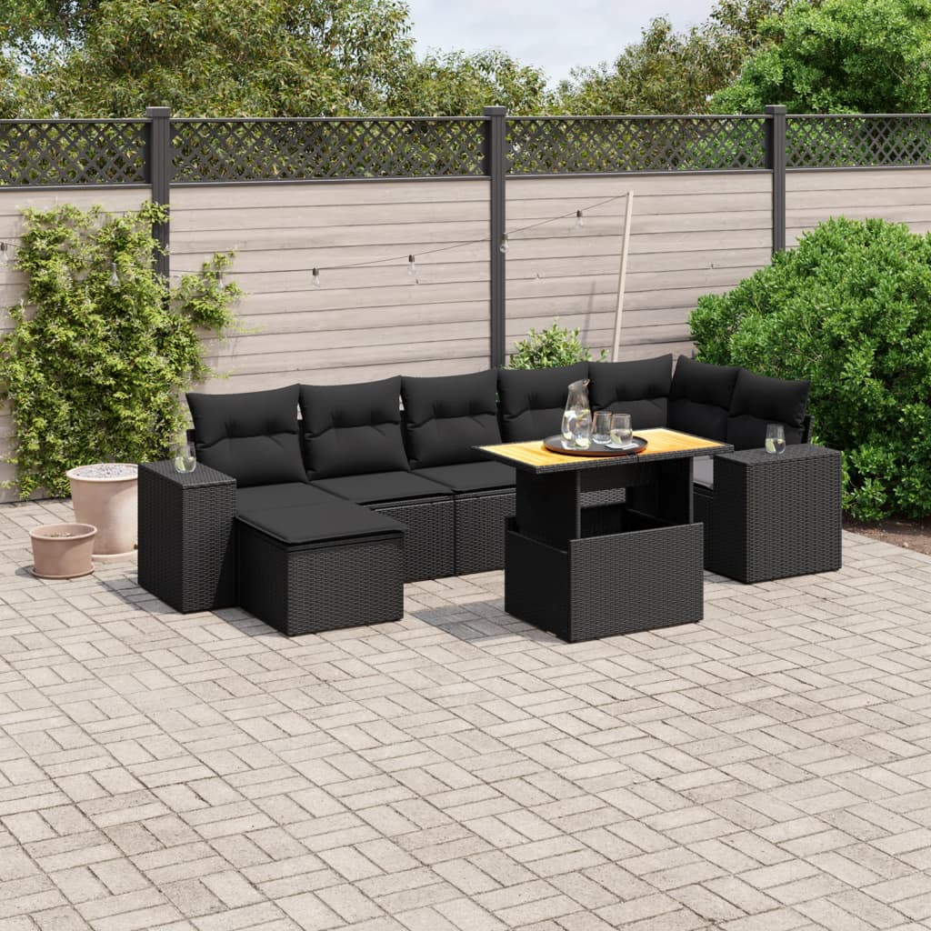 8721102575334_m_en_hd_1 vidaXL 8 Piece Garden Sofa Set with Cushions Black Poly Rattan - Image 1