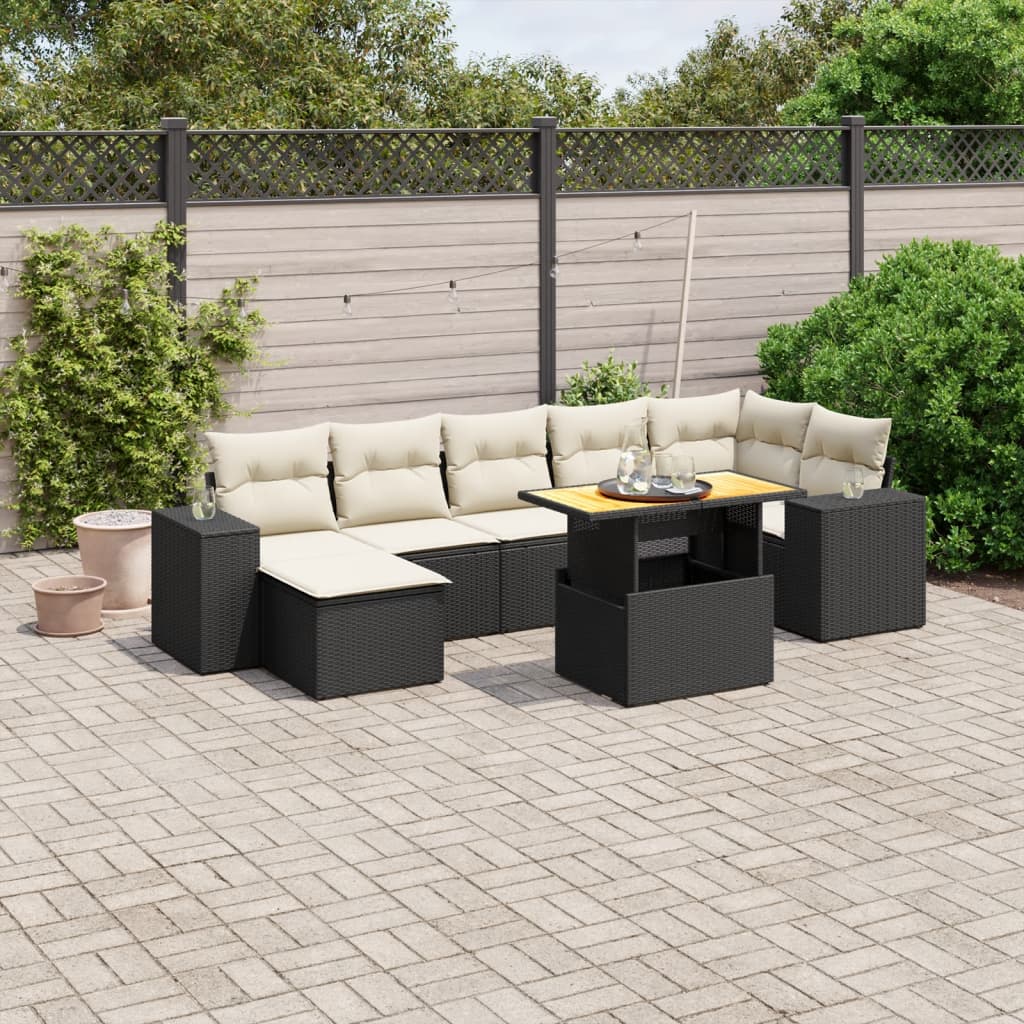 8721102575341_m_en_hd_1 vidaXL 8 Piece Garden Sofa Set with Cushions Black Poly Rattan - Image 1