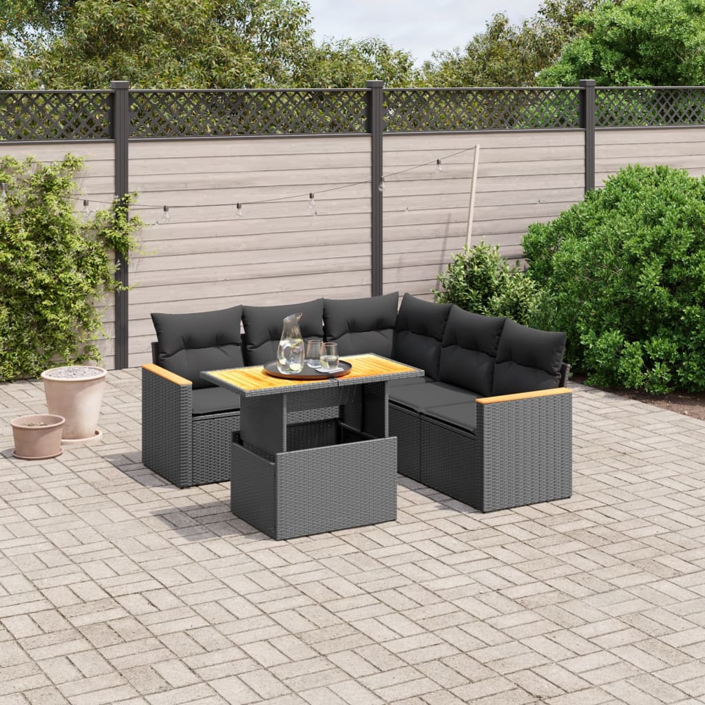 8721102578625_m_en_hd_1 vidaXL 6 Piece Garden Sofa Set with Cushions Black Poly Rattan - Image 1