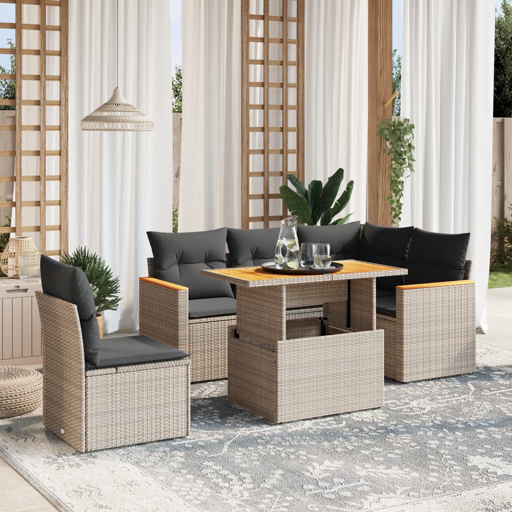 8721102578748_m_en_hd_1 vidaXL 6 Piece Garden Sofa Set with Cushions Grey Poly Rattan - Image 1