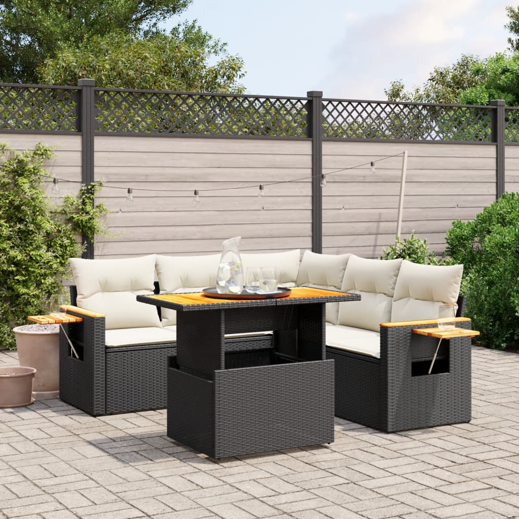 8721102583049_m_en_hd_1 vidaXL 6 Piece Garden Sofa Set with Cushions Black Poly Rattan - Image 1